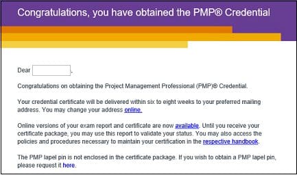 Congratulations, you have obtained the PMP certification